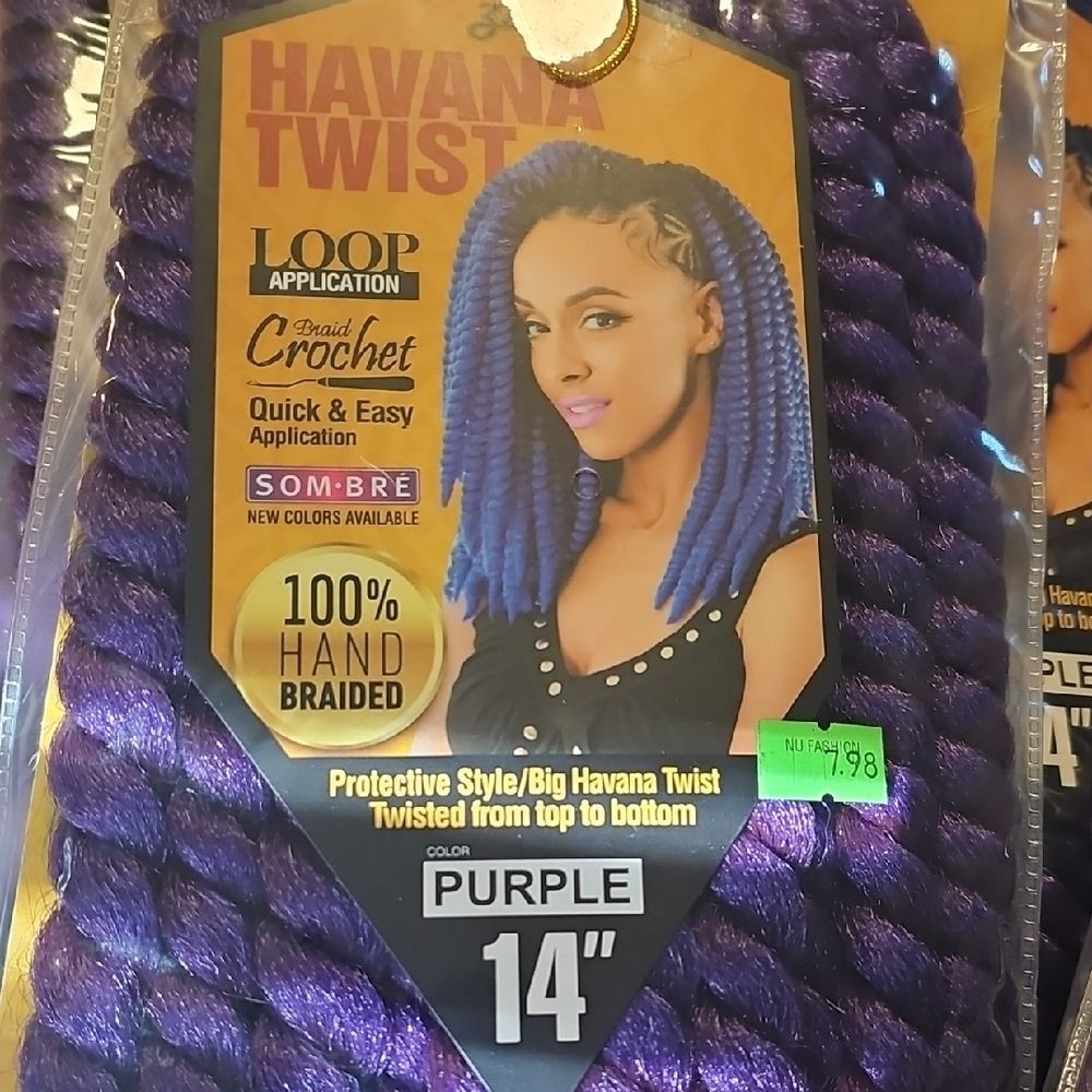 Purple Havana Twist Crochet Hair 14"